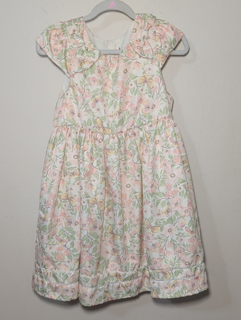 Catherine Malandrino Floral Butterfly Dress White Pink Bows Girls Size 7*